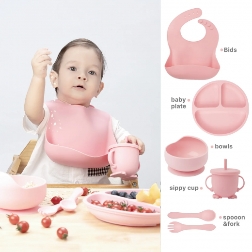 Ozey Silicone Baby Feeding Set Pink