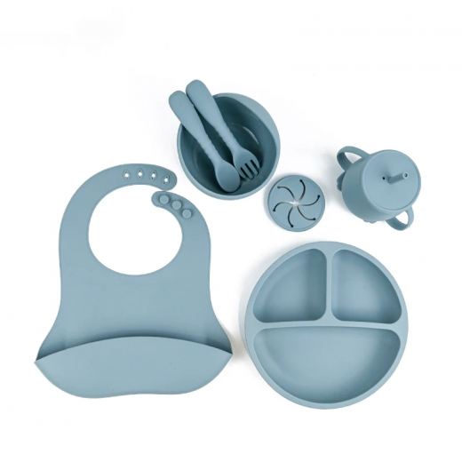 Ozey Silicone Baby Feeding Set Dark Haze Blue