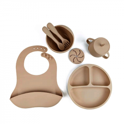 Ozey Silicone Baby Feeding Set Milk Tea