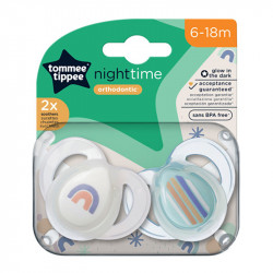 Tommee Tippee Night Soothers 6-18 month, (2 Piece),Light Blue