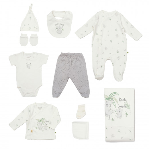 BiOrganic Koala Jungle Newborn 10 Pieces Set Grey (0-3 Months)