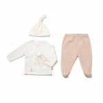 BiOrganic Koala Jungle Baby Side Snap Shirt Baby Set 3 Pcs Pink (0-3 Months)