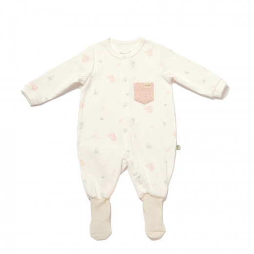 BiOrganic Koala Jungle Romper With Feet Pink (0-3 Months)