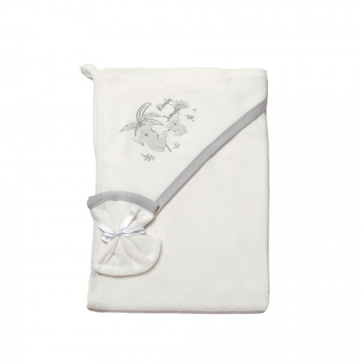 BiOrganic Koala Jungle Hooded Towel Grey (Size 85*90)