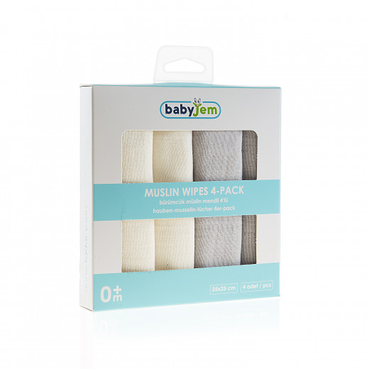 Babyjem Muslin Mouth Tissue / 4 Pcs / Grey