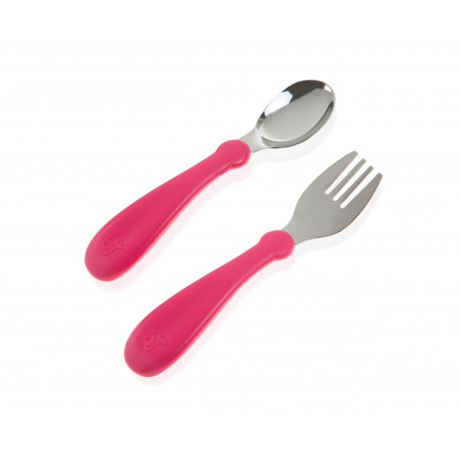 Babyjem Steel Spoon And Fork Pink