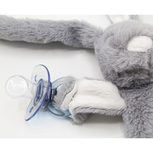 Babyjem Rabbit With Pacifier Hanger / Grey