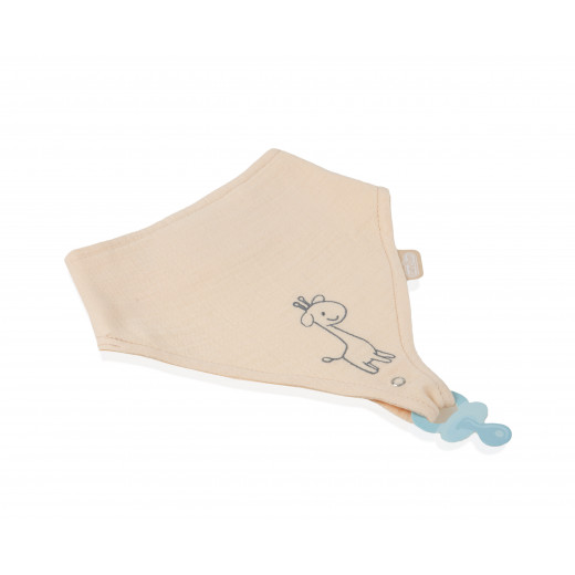 Babyjem Muslin Bib With Pacifier Hanger Salmon