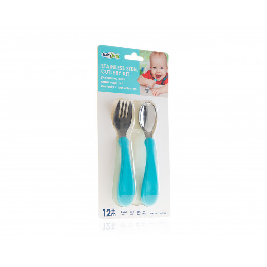 Babyjem Steel Spoon And Fork Blue