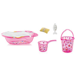 Babyjem Baby Bath Tub Set 6 Pieces With The Termometer/ Pink