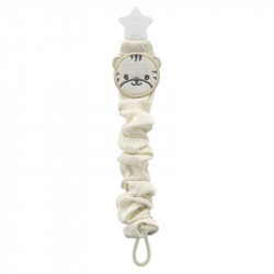 Babyjem Pacifier Hanger With Raw Silk Material(Muslin) Cream