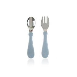 Babyjem Steel Spoon And Fork Grey