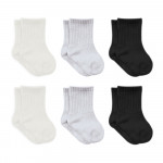 Bistyle Basic 6-Pairs Combed Flat Quarter Socks (12-24 m) (Black, Grey, Beige)