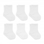 Bistyle 6-Pairs Combed Flat Quarter Socks (0-6 m) White