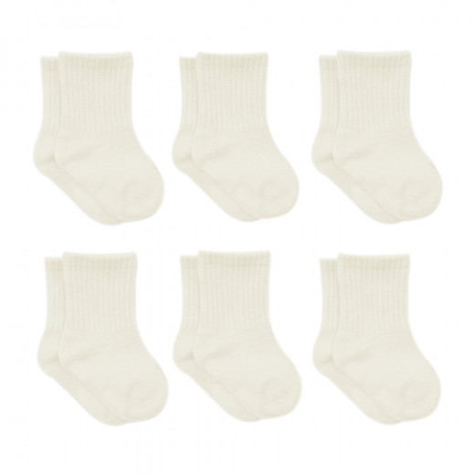 Bistyle 6-Pairs Combed Flat Quarter Socks (0-6 m) Beige