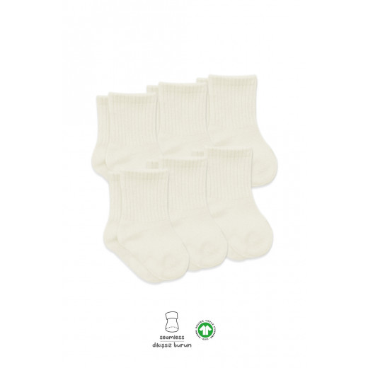 Bistyle 6-Pairs Combed Flat Quarter Socks (6-12 m) Beige