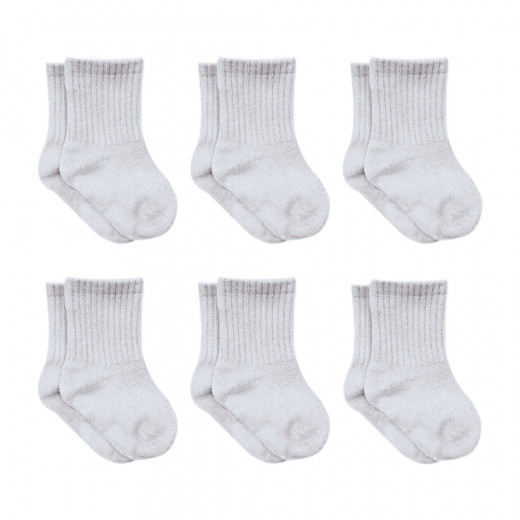 Bistyle 6-Pairs Combed Flat Quarter Socks (6-12 m) Grey