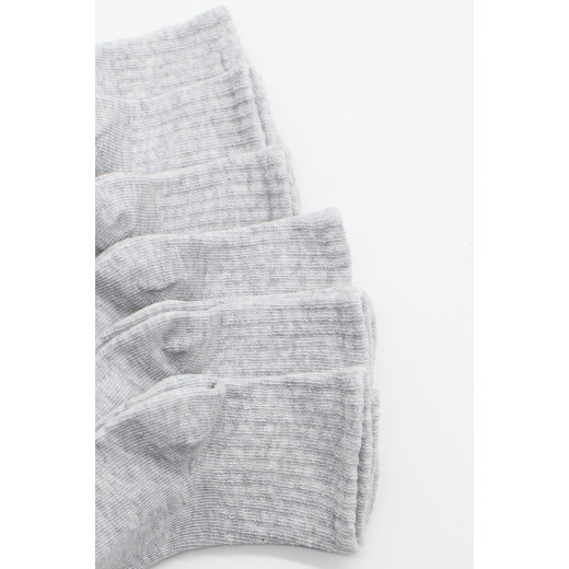 Bistyle 6-Pairs Combed Flat Quarter Socks (12-24 m) Grey