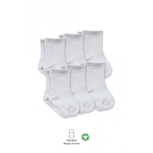 Bistyle 6-Pairs Combed Flat Quarter Socks (24-36 m) Grey