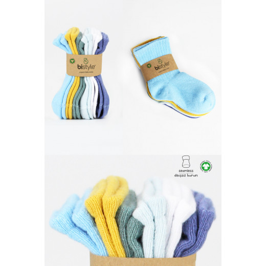 Bistyle Colors 6-Pairs Combed Flat Quarter Socks (0-6 m) Colored