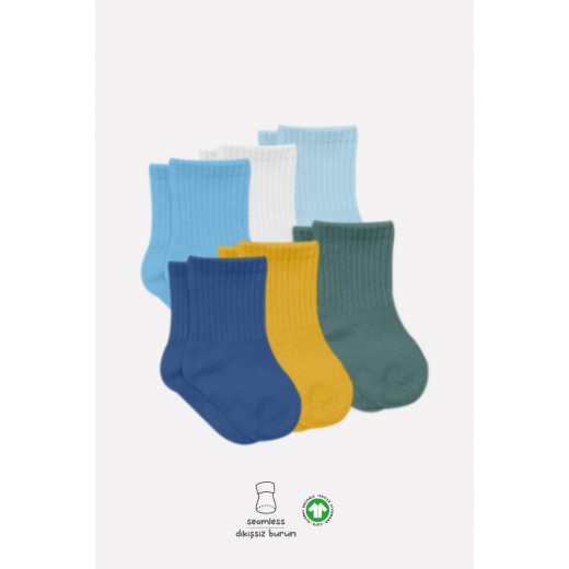 Bistyle Colors 6-Pairs Combed Flat Quarter Socks (12-24 m) Colored