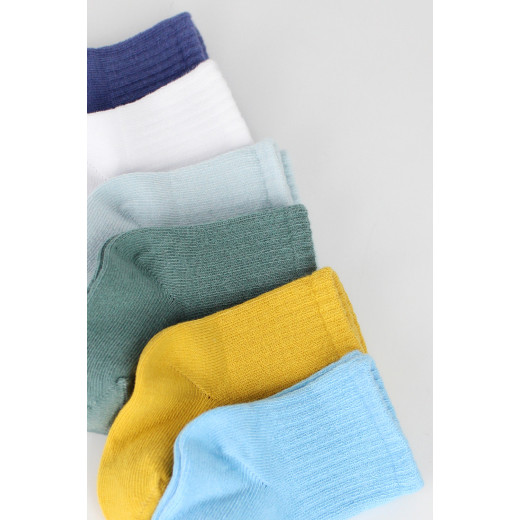 Bistyle Colors 6-Pairs Combed Flat Quarter Socks (24-36 m) Colored