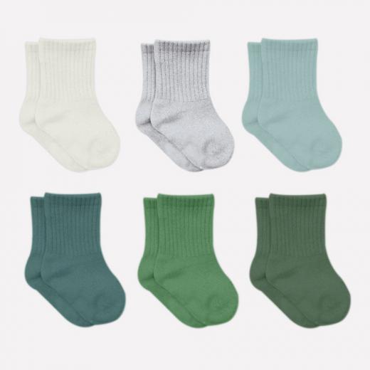 Bistyle Colors 6-Pairs Combed Flat Quarter Socks (0-6 m) Colored