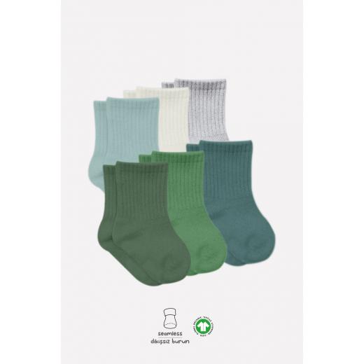 Bistyle Colors 6-Pairs Combed Flat Quarter Socks (0-6 m) Colored