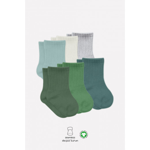 Bistyle Colors 6-Pairs Combed Flat Quarter Socks (12-24 m) Colored