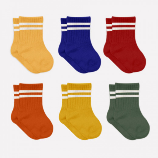 Bistyle 6-Pairs Combed Circlip Quarter Socks (12-24 m) Colored