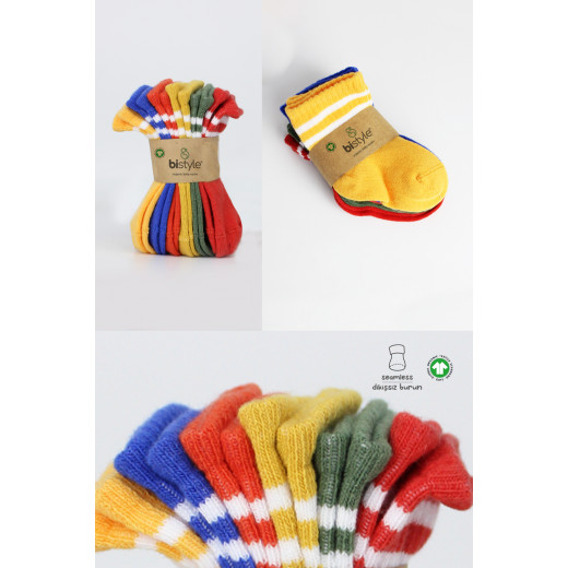 Bistyle 6-Pairs Combed Circlip Quarter Socks (12-24 m) Colored