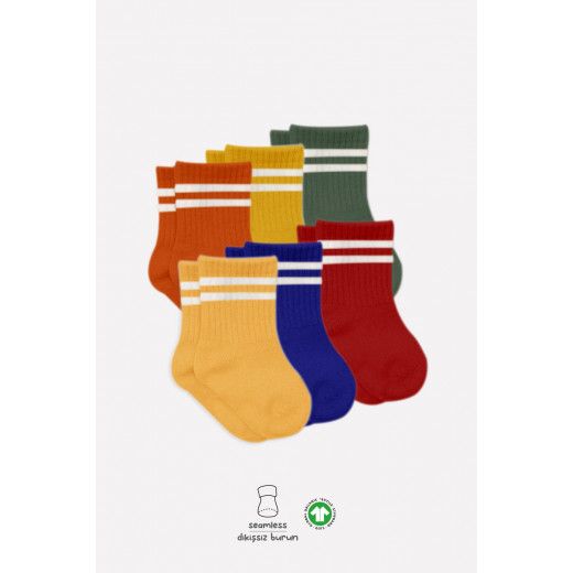 Bistyle 6-Pairs Combed Circlip Quarter Socks (24-36 m) Colored