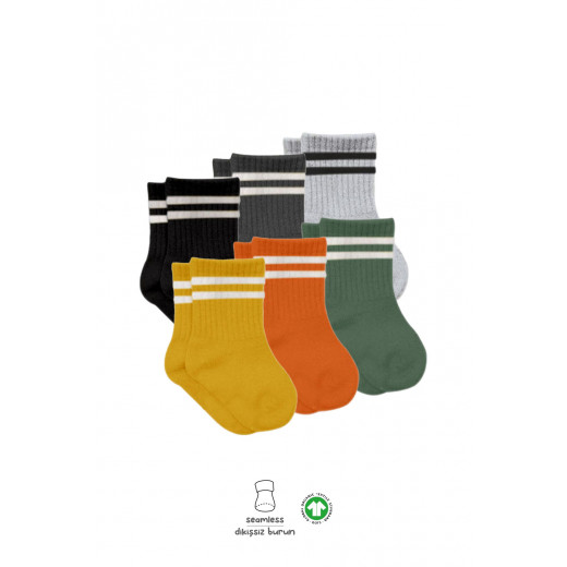 Bistyle 6-Pairs Combed Circlip Quarter Socks (12-24 m) Colored