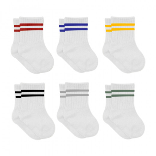 Bistyle 6-Pairs Combed Circlip Quarter Socks (6-12 m) Colored