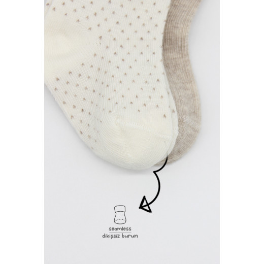 Bistyle Organic 2-Pairs Combed Socks (12-24 m) Beige