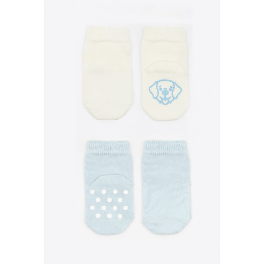 Bistyle Organic 2-Pairs Combed Non-slip Socks (6-12 m) Blue