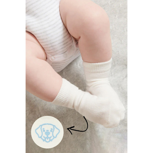 Bistyle Organic 2-Pairs Combed Non-slip Socks (6-12 m) Blue