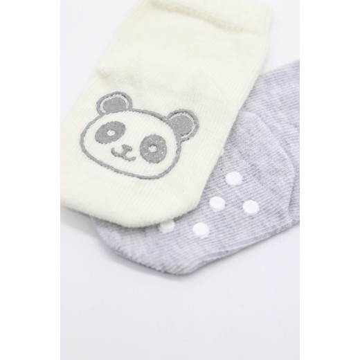 Bistyle Organic 2-Pairs Combed Non-slip Socks (0-6 m) Grey