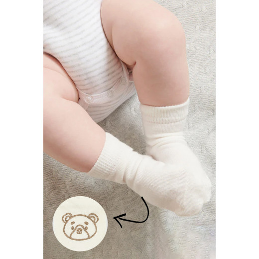 Bistyle Organic 2-Pairs Combed Non-slip Socks (0-6 m) Beige