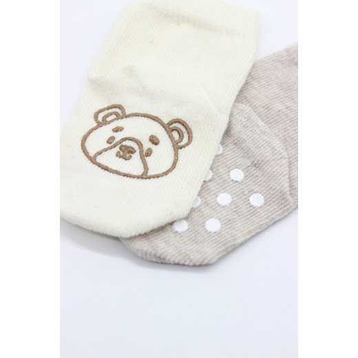 Bistyle Organic 2-Pairs Combed Non-slip Socks (12-24 m) Beige