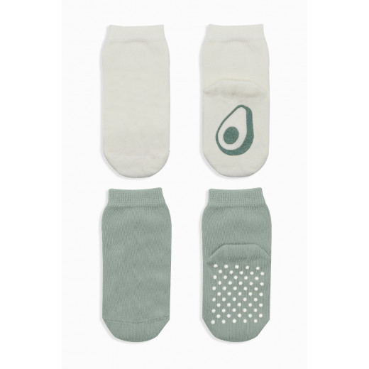 Bistyle Organic 2-Pairs Combed Non-slip Socks (6-12 m) Green