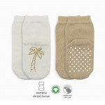 Bistyle Organic 2-Pairs Combed Non-slip Socks (0-6 m) Cream