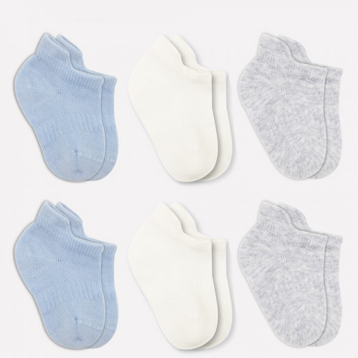 Bistyle 6-Pairs Combed Liner Socks (0-6 m) (Blue, Grey, Beige)