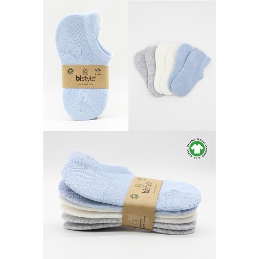 Bistyle 6-Pairs Combed Liner Socks (12-24 m) (Blue, Grey, Beige)