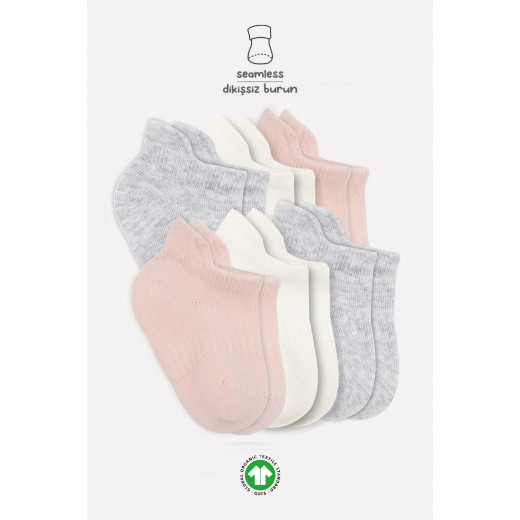 Bistyle 6-Pairs Combed Liner Socks (12-24 m) (Pink, Grey, Beige)