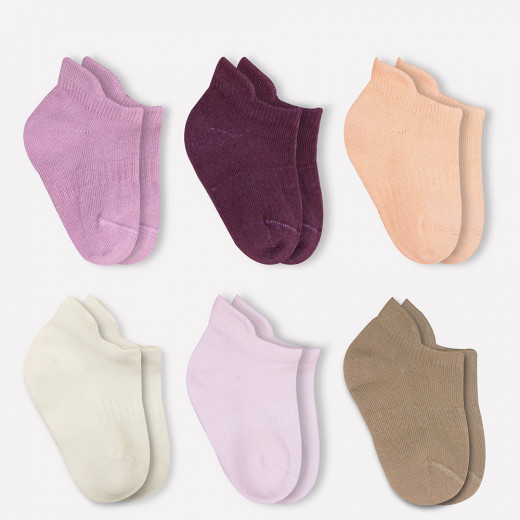 Bistyle 6-Pairs Combed Liner Socks (0-6 m) Colored