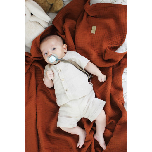 Bistyle Organic Muslin 4 Layers Blanket (120x120 cm) Orange