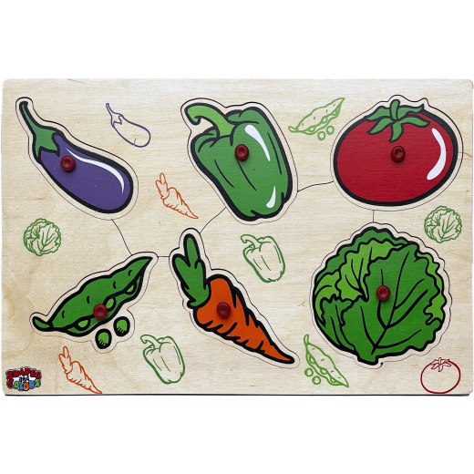 My school educational wooden puzzle vegetables toy