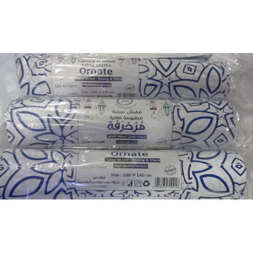 AK, AK Ornate Disposable Table Mattress, White and dark blue, 100*140, 15