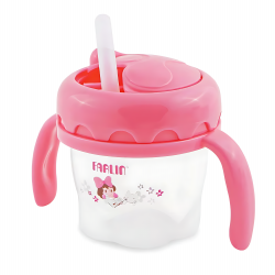 Farlin Cross Cut Straw Drinking Cup, Pink, 9 Months+, 120ml